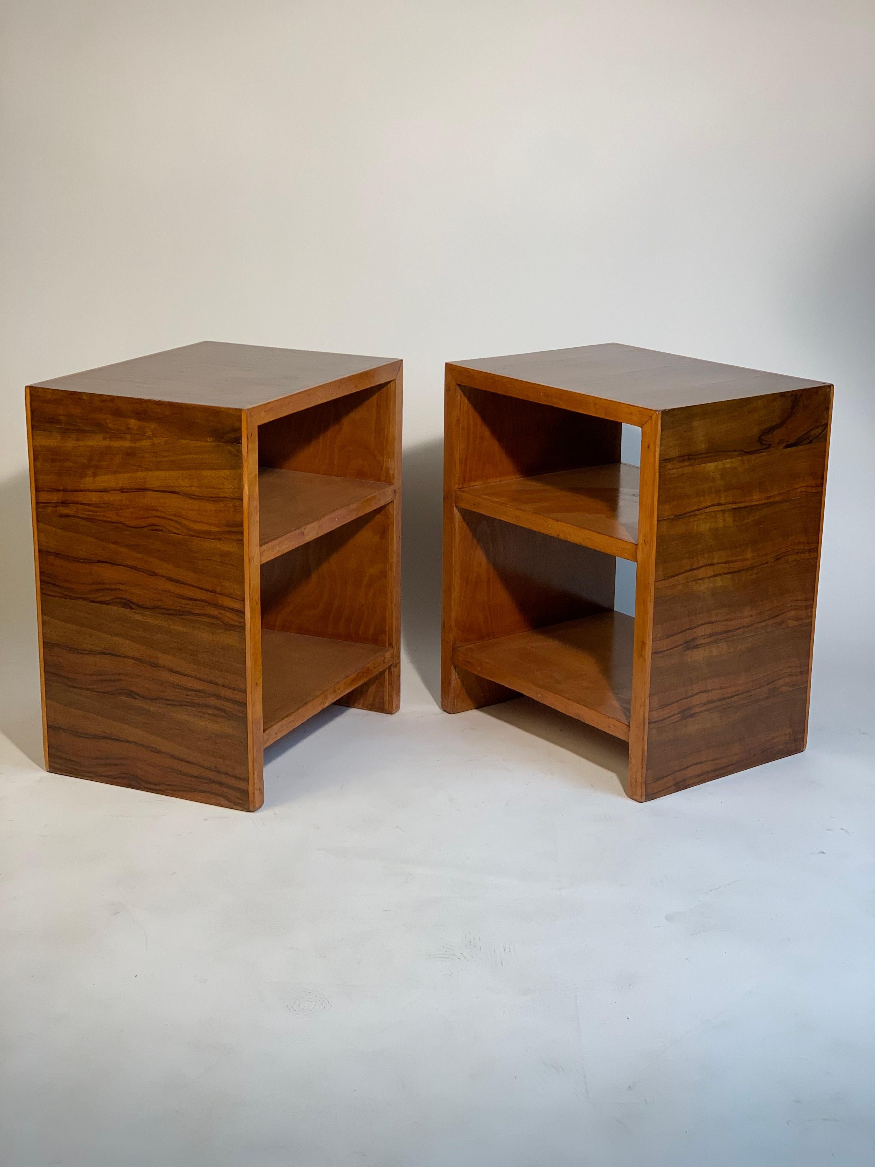 Mid-20th Century Italian Art Deco Pair Of Double Shelve Side Table Or Bed Tables