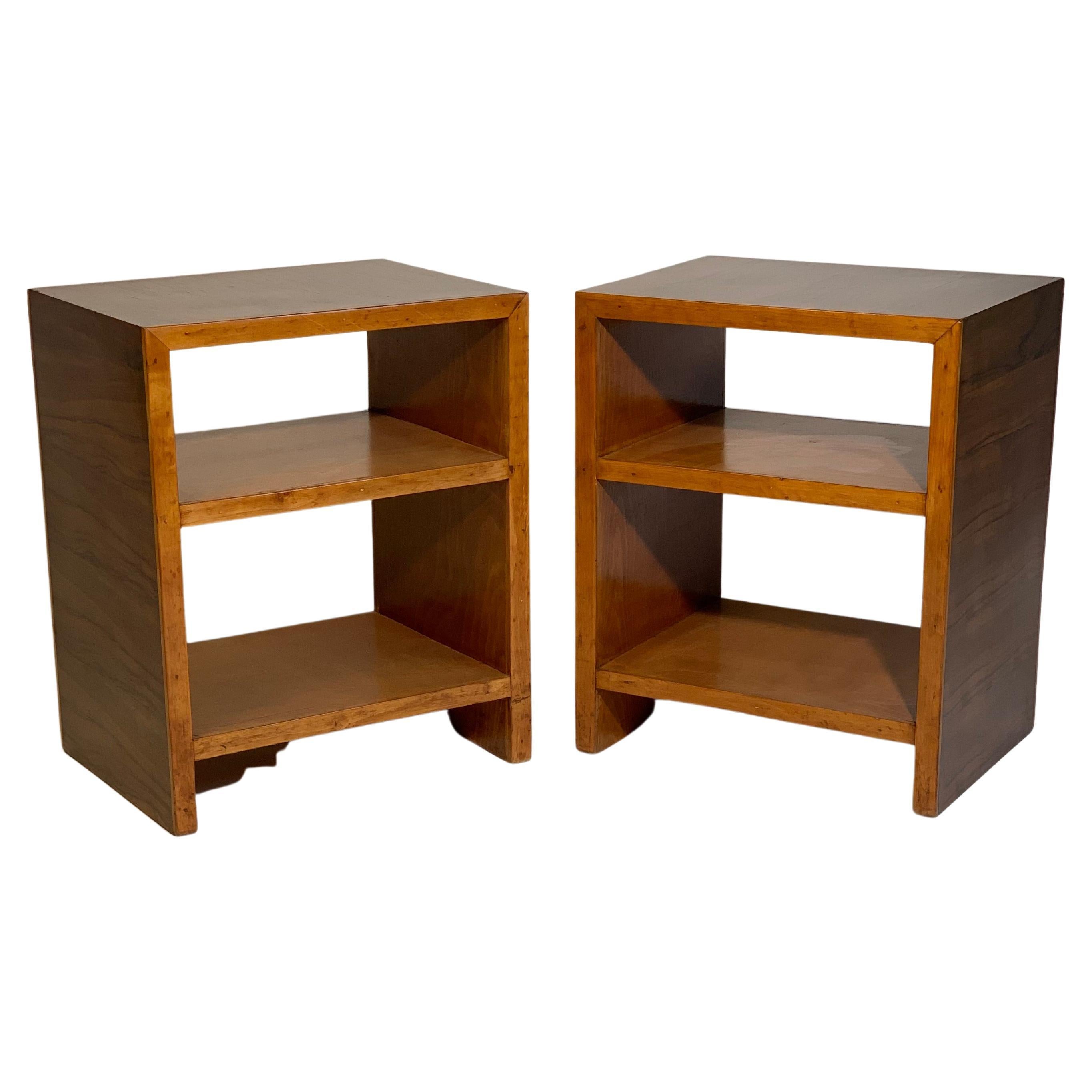 Italian Art Deco Pair Of Double Shelve Side Table Or Bed Tables