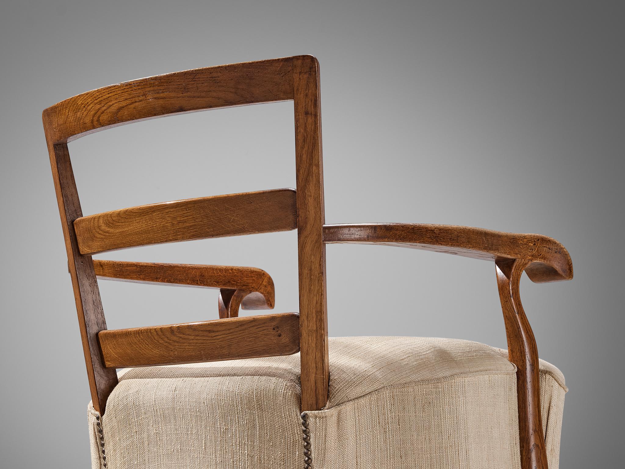 Italian Art Deco Pair of Lounge Chairs in Oak 5