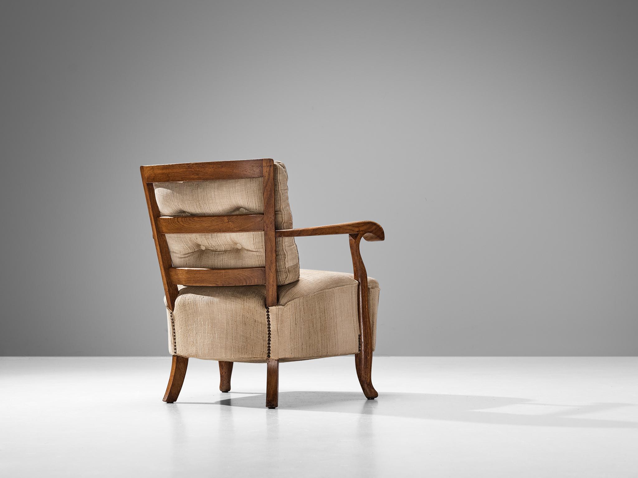 Italian Art Deco Pair of Lounge Chairs in Oak In Good Condition In Waalwijk, NL
