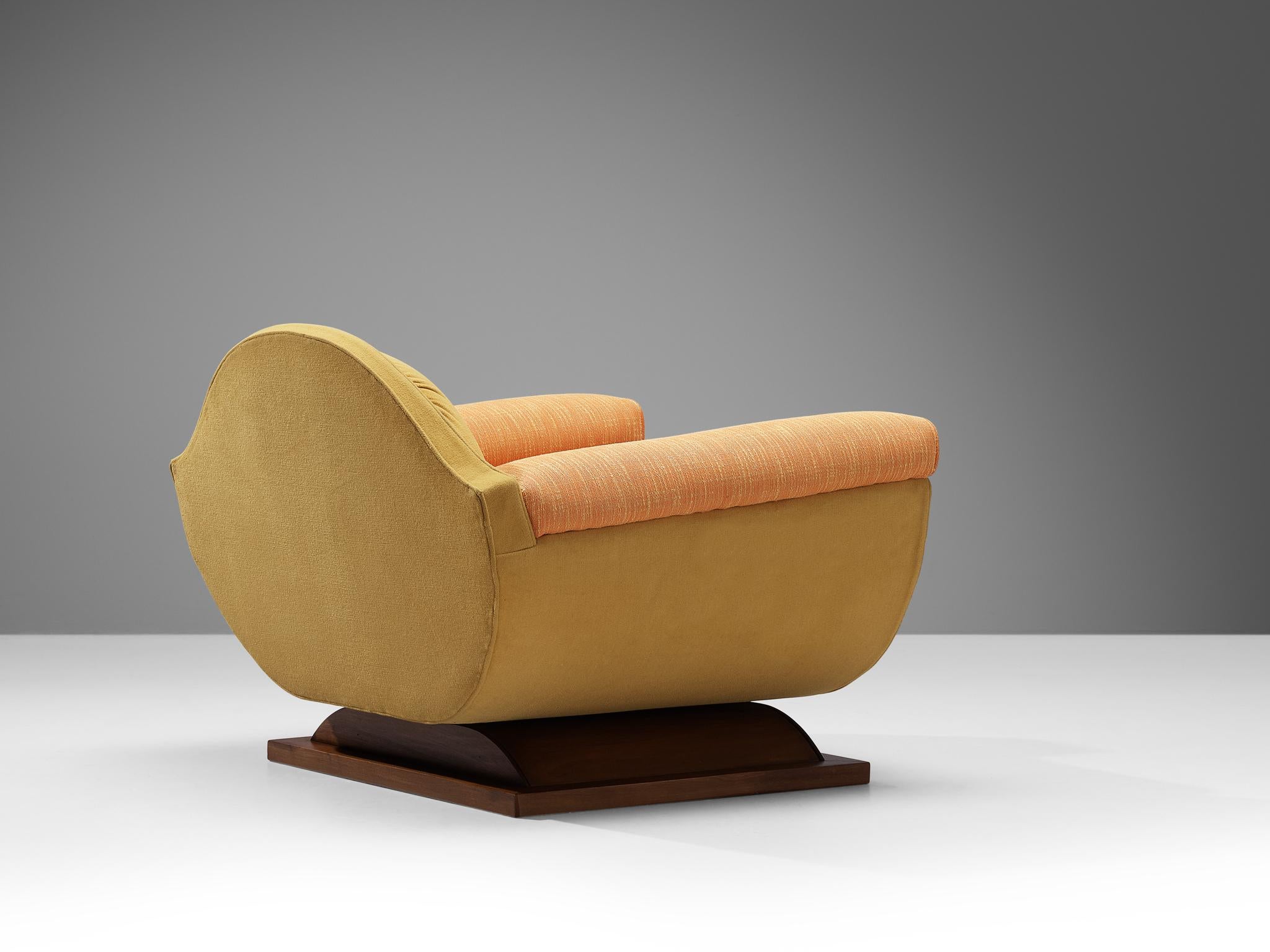 Paar italienische Art-Déco-Loungesessel mit orange-gelber Polsterung  im Angebot 4
