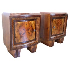 Italian Art Deco Pair of Nightstands, Restored