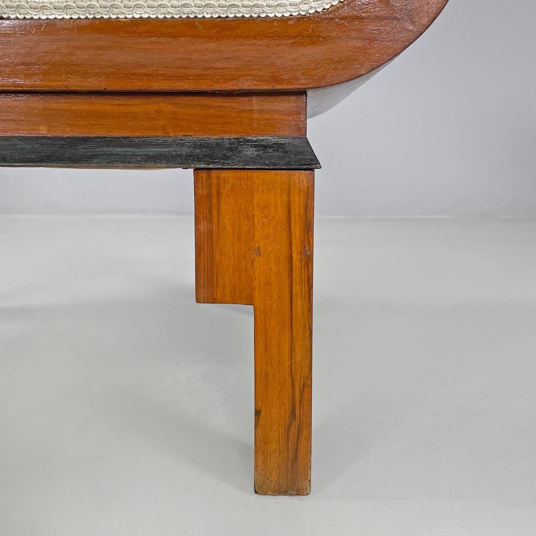 Paire de poufs Art Déco italiens en bois et velours crème, années 1930 en vente 14
