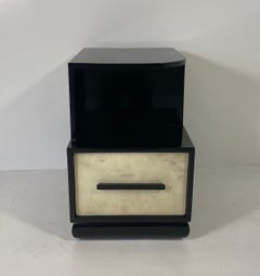 Italian Art Deco Parchment and Black Lacquer Cabinet, 1940s