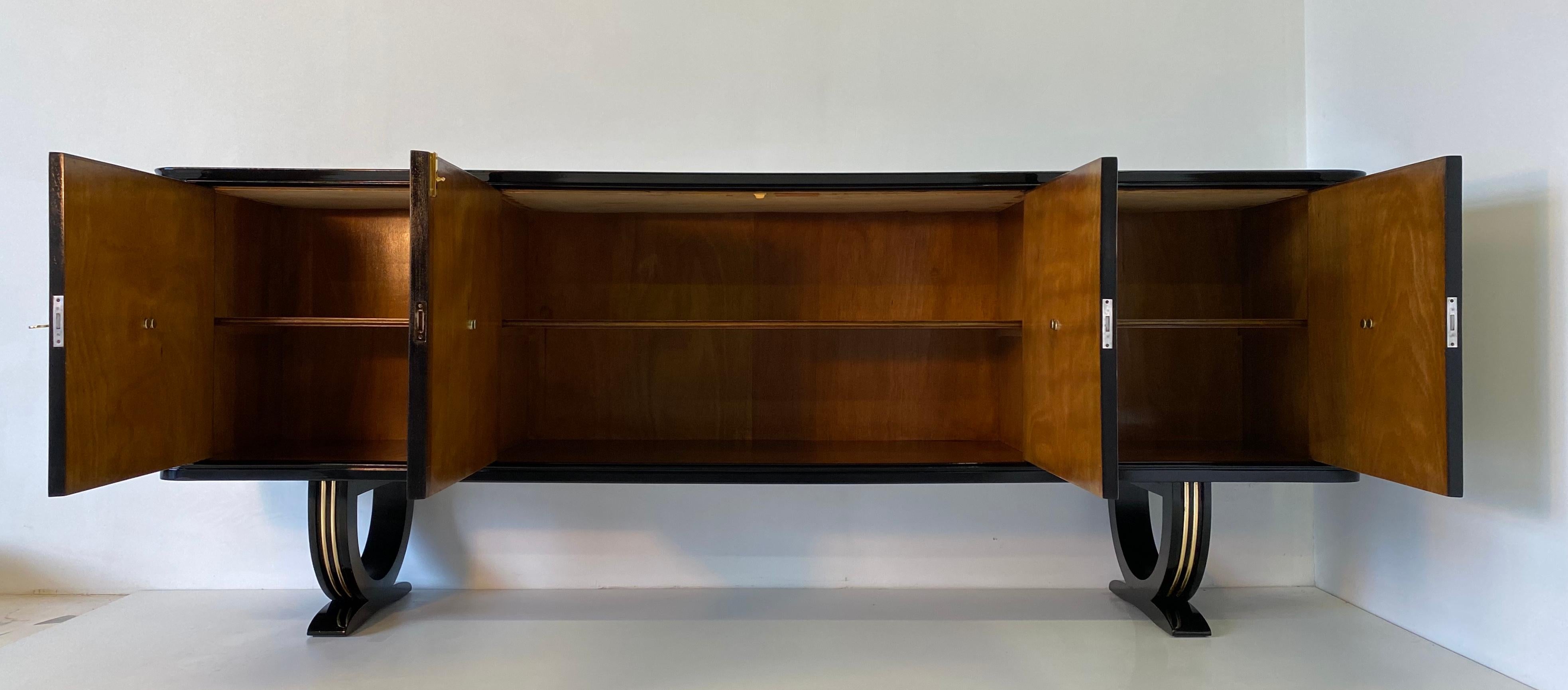 Italian Art Deco Parchment and Brass Sideboard, 1940s 4
