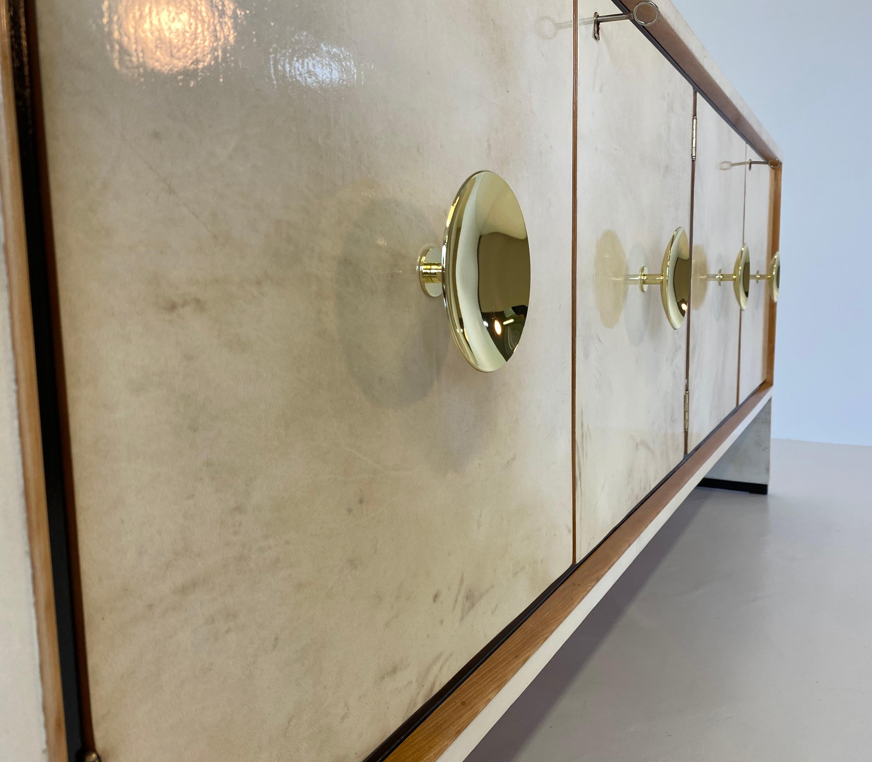 Italian Art Deco Parchment and Maple Sideboard, 1940s 3