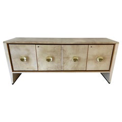 Italian Art Deco Parchment and Maple Sideboard, 1940s