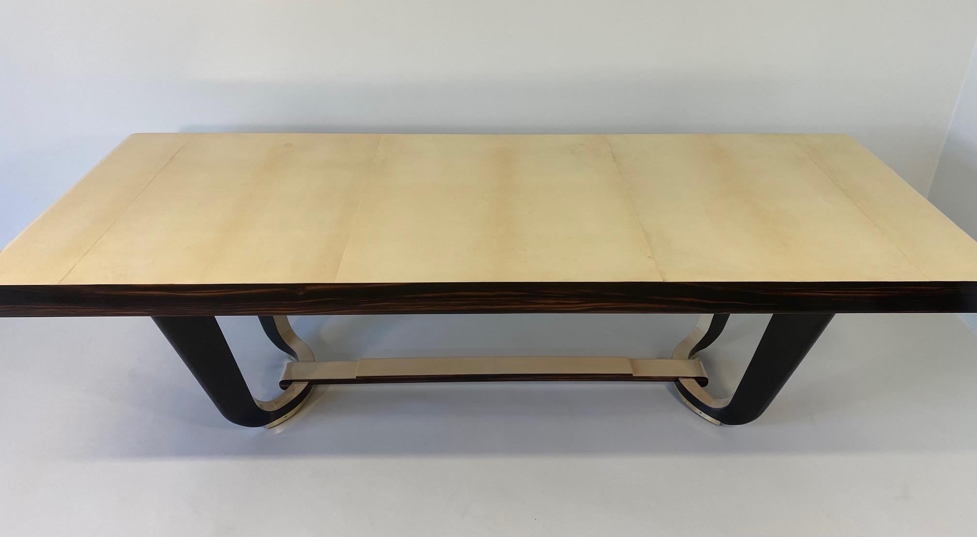 Italian Art Deco Parchment and Precious Exotic Wood Table, 1940s 6