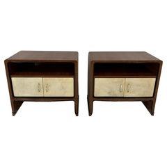 Vintage Italian Art Deco Parchment and Walnut Paolo Buffa Nightstands, 1940s