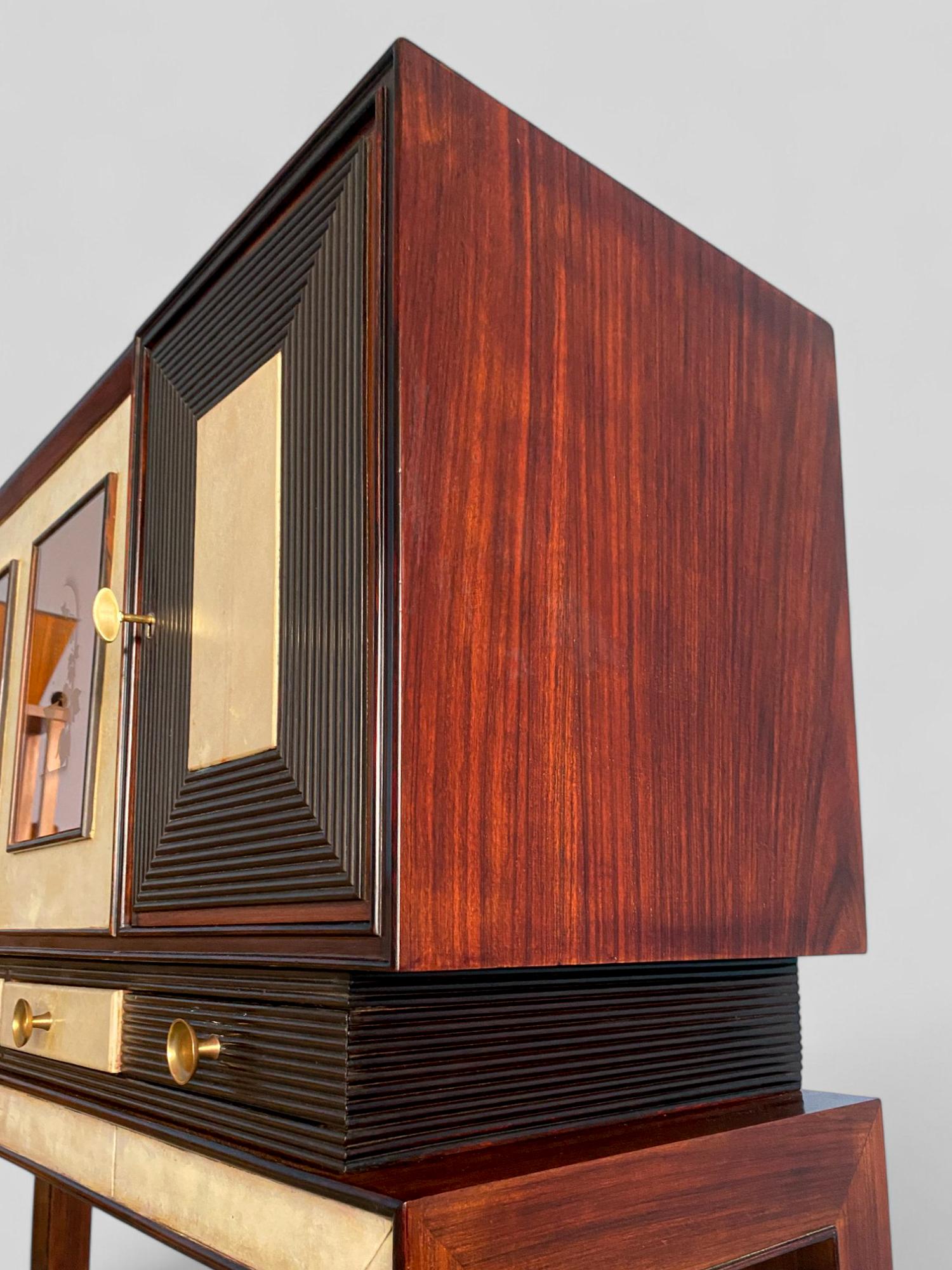 Italienische Pergamentschrank-Bar im Art déco-Stil, Osvaldo Borsani zugeschrieben, 1940er Jahre im Angebot 7