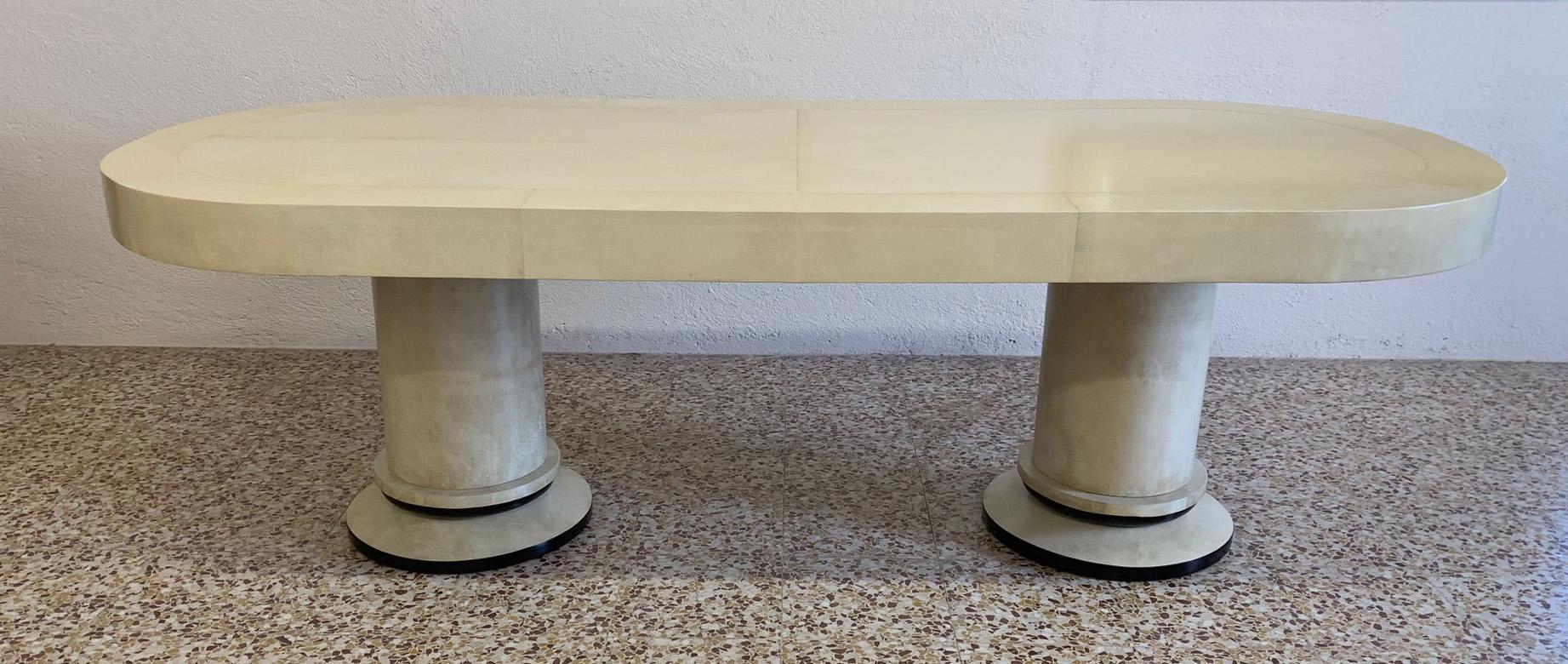 Italian Art Deco Parchment Dining Table, 1930s  In Good Condition In Meda, MB