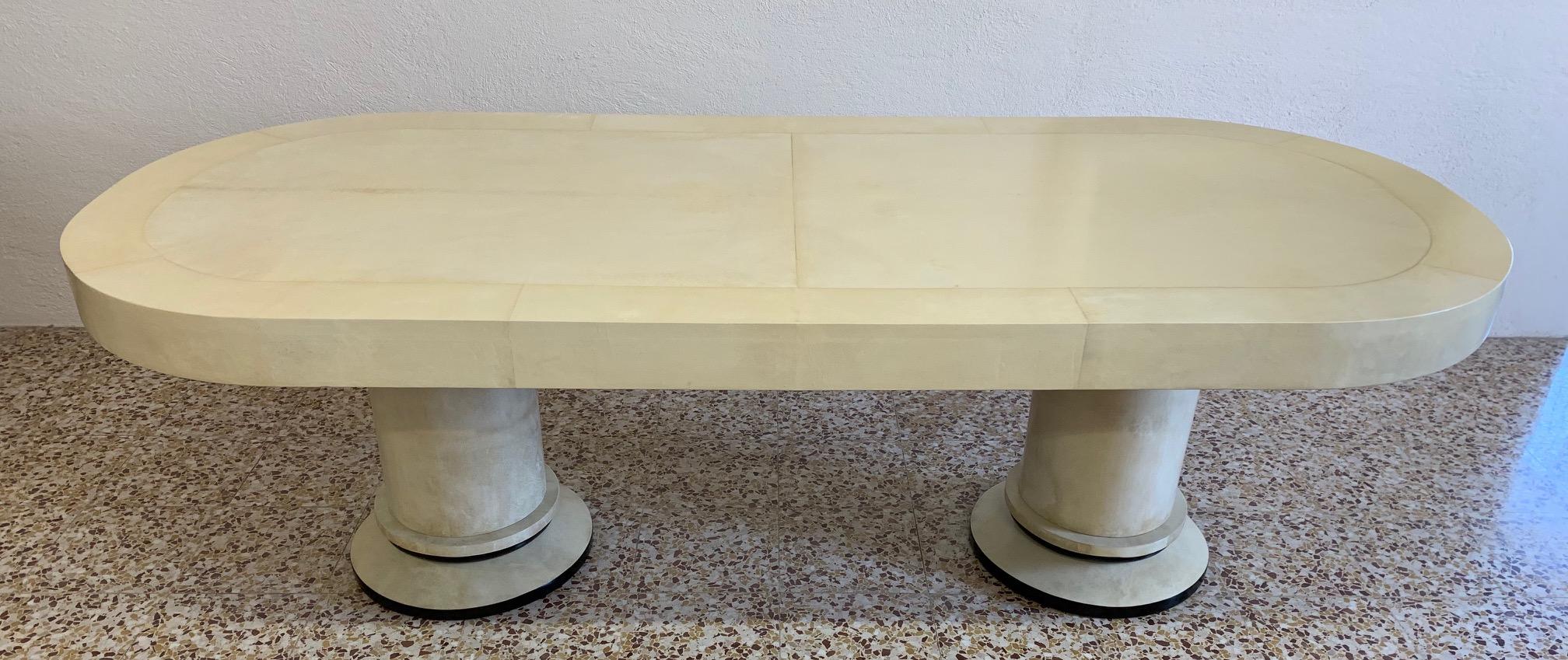 Mid-20th Century Italian Art Deco Parchment Dining Table, 1930s 