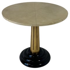 Italian Art Deco Parchment, Gold Leaf and Black Lacquered Coffee Table, 1980s