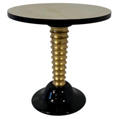 Italian Art Deco Parchment, Gold Leaf and Black Lacquered Coffee Table, 1980s
