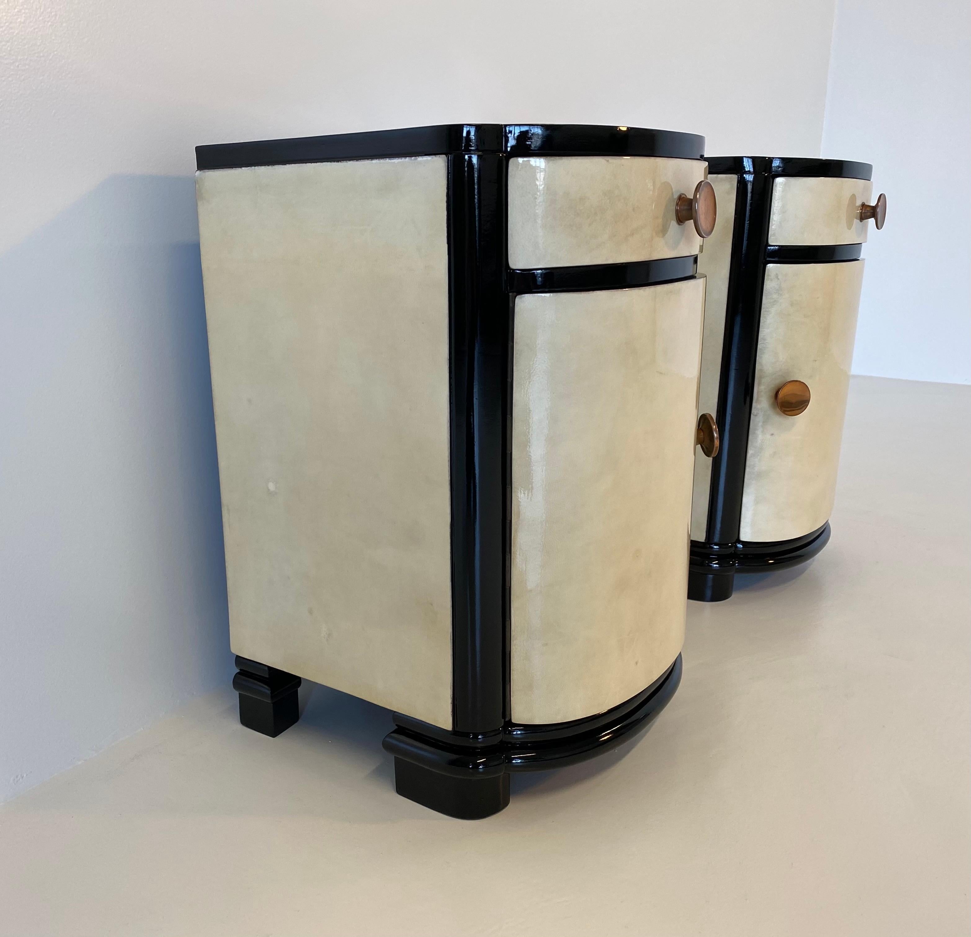 Mid-20th Century Italian Art Deco Parchment Nightstands, 1930s