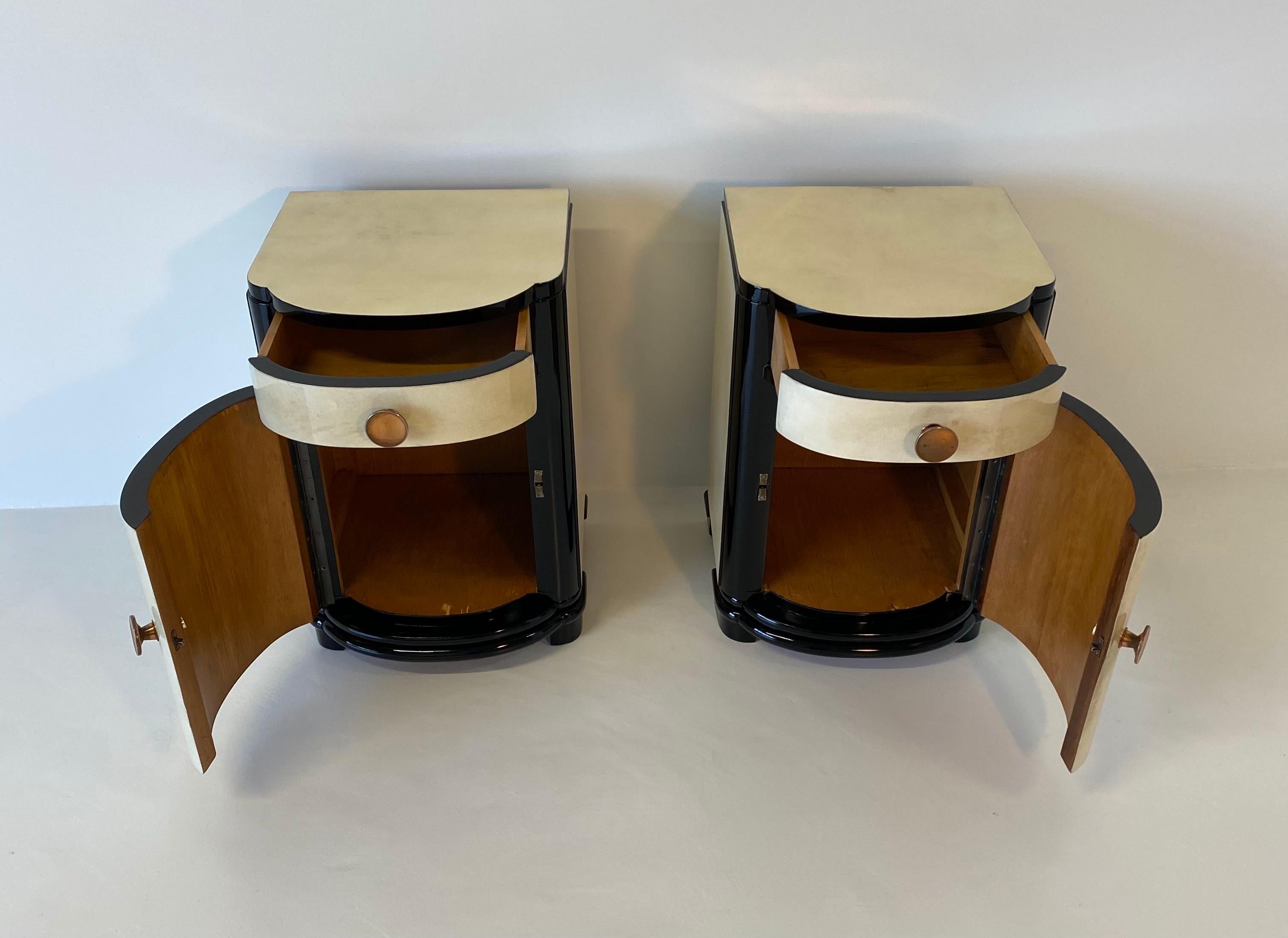 Italian Art Deco Parchment Nightstands, 1930s 3