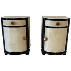 Italian Art Deco Parchment Nightstands, 1930s