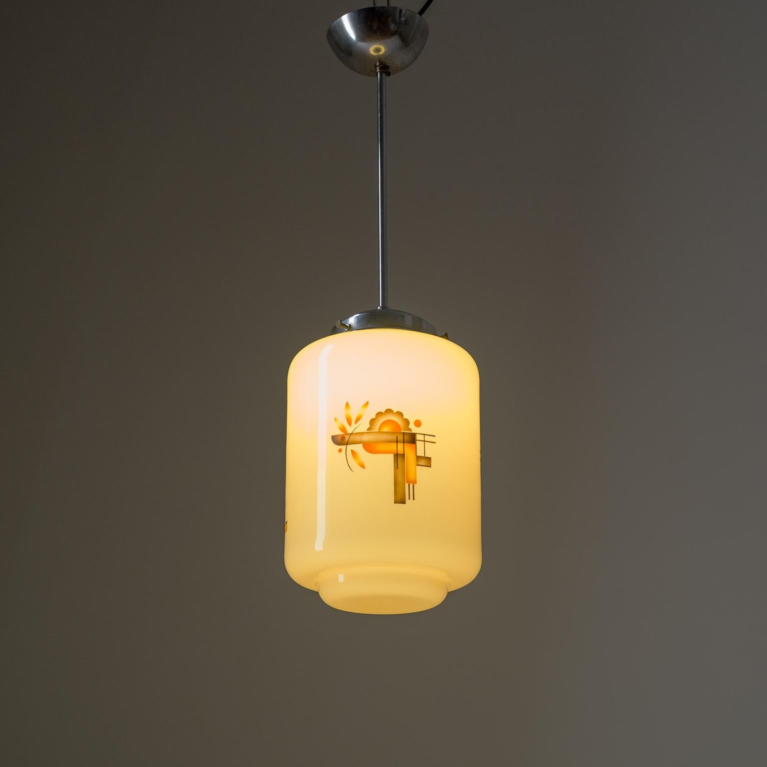 Italian Art Deco Pendant, circa 1930, Enameled Glass 8