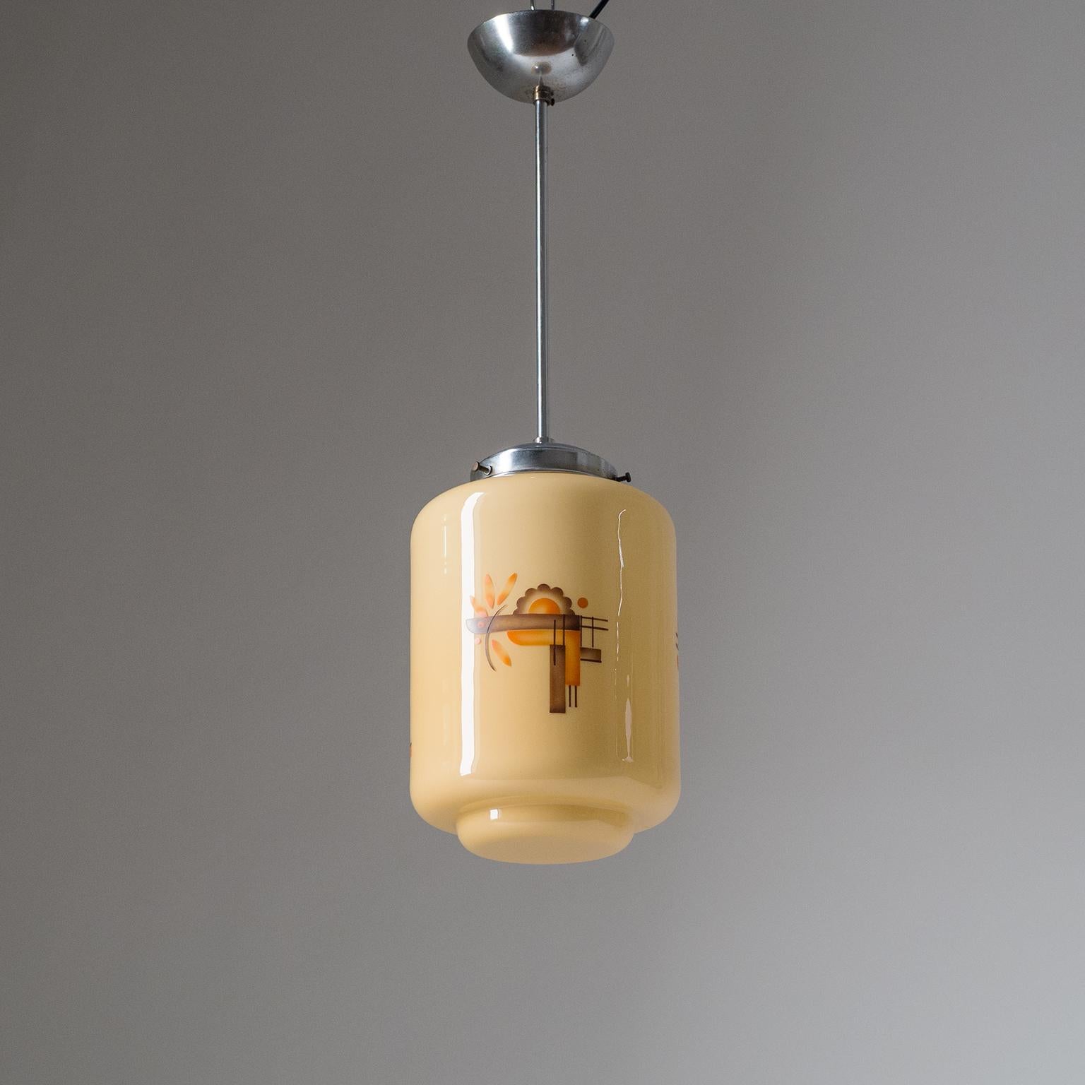 Italian Art Deco Pendant, circa 1930, Enameled Glass 9