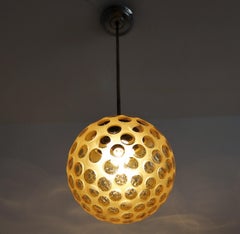 Italian Art Deco Pendant Lamp with Frosted Glass Globe, 1940s