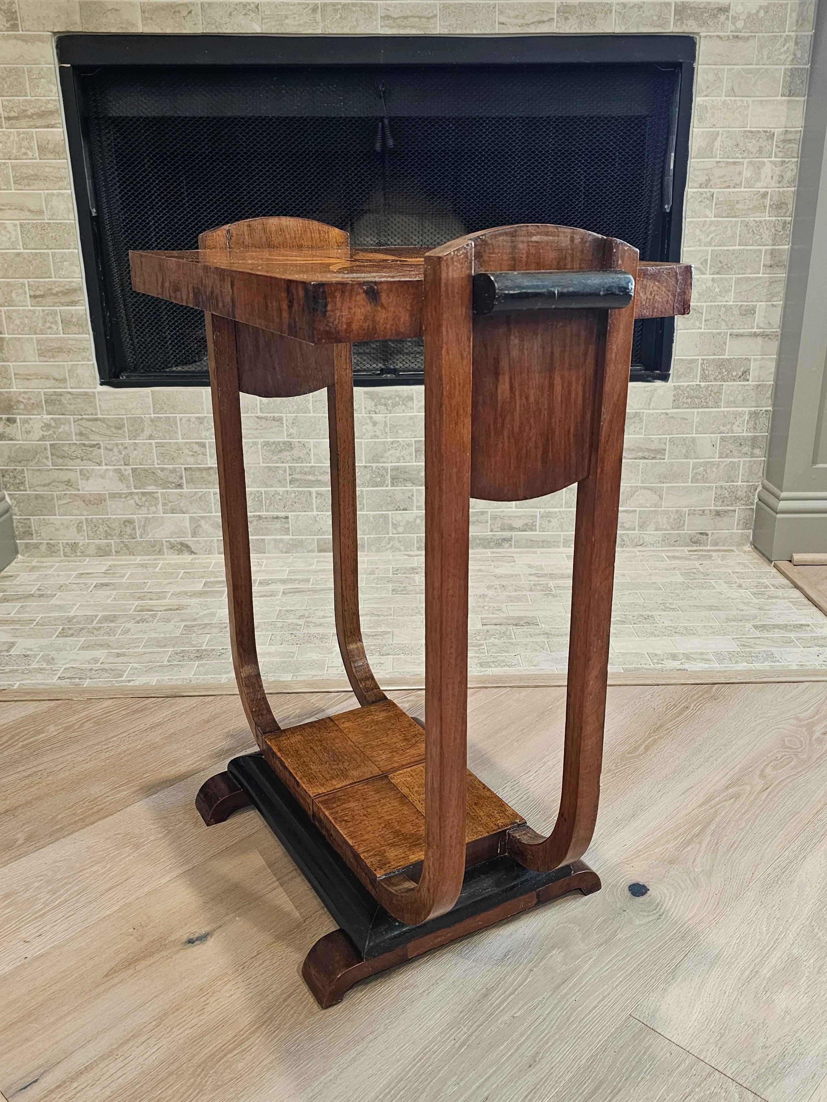 Italian Art Deco Period Mahogany Marquetry Tiered Side Table 5