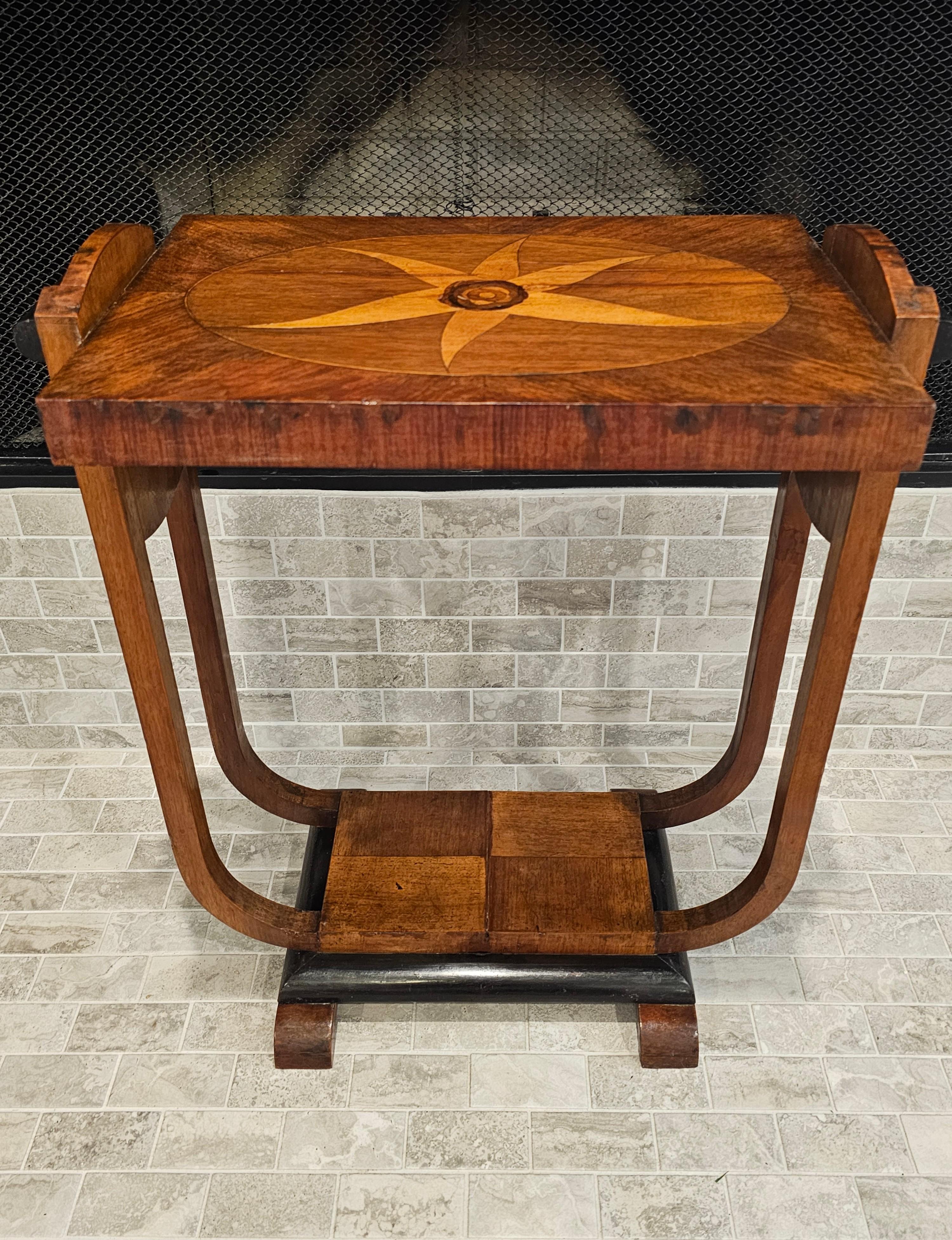 Italian Art Deco Period Mahogany Marquetry Tiered Side Table 7