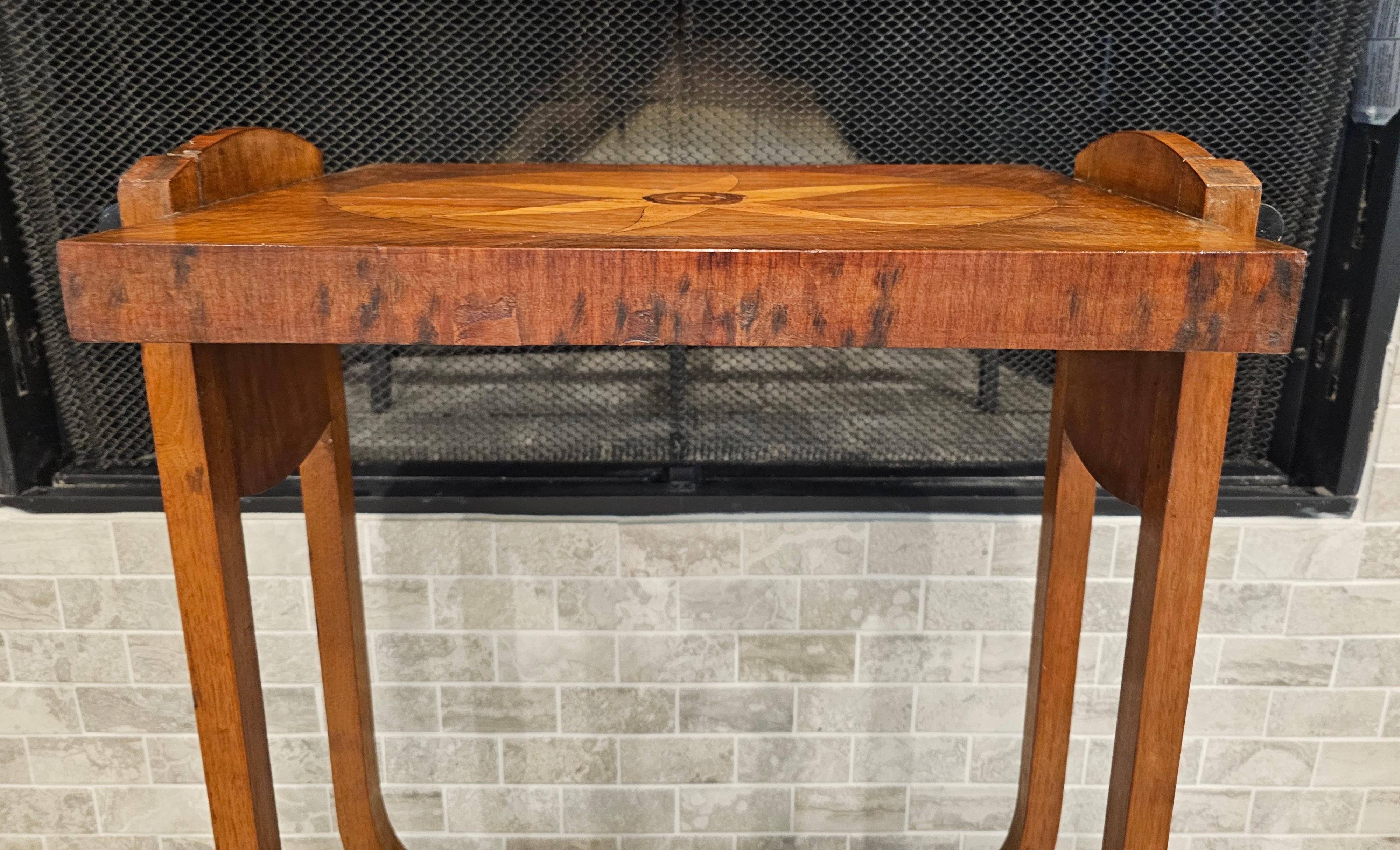 Italian Art Deco Period Mahogany Marquetry Tiered Side Table 8