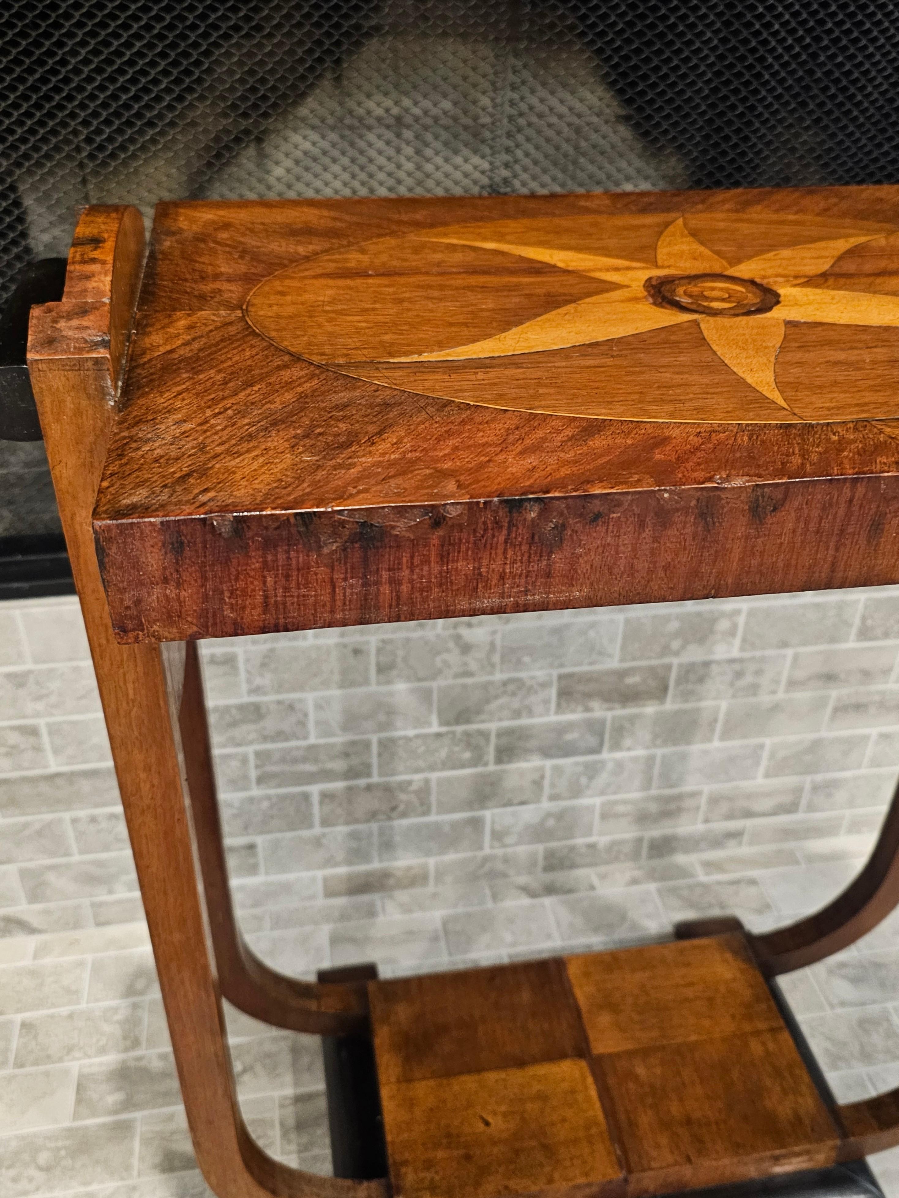 Italian Art Deco Period Mahogany Marquetry Tiered Side Table 9