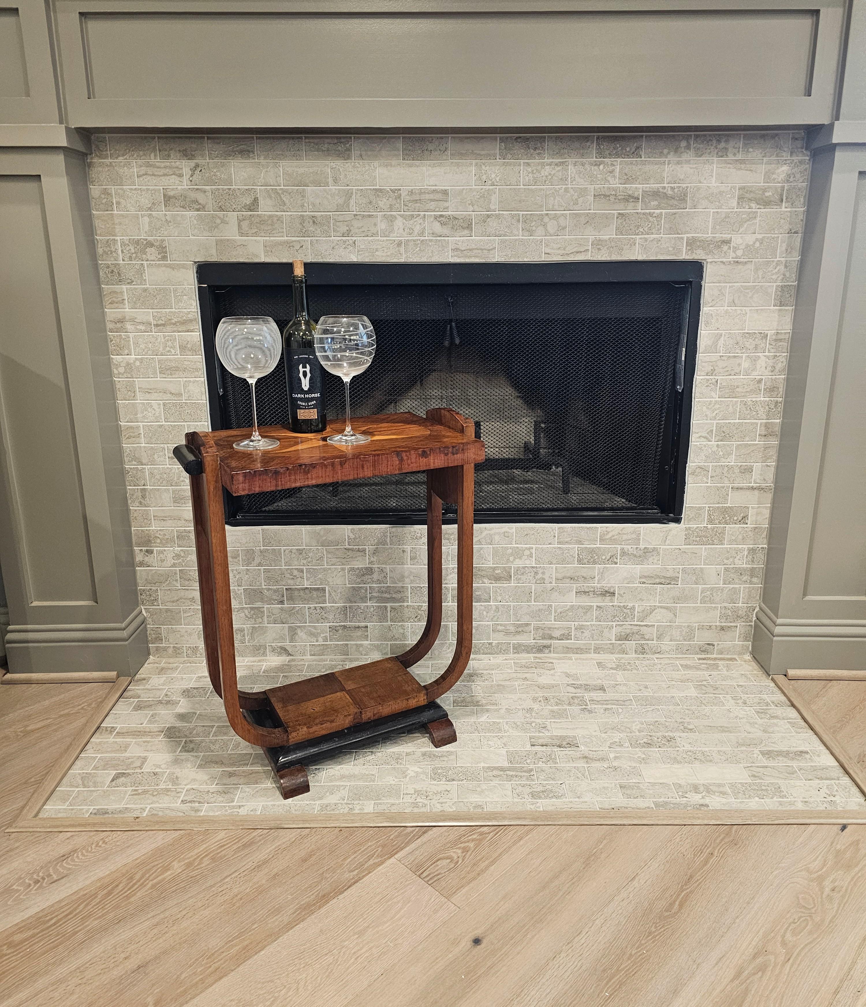 Italian Art Deco Period Mahogany Marquetry Tiered Side Table 12