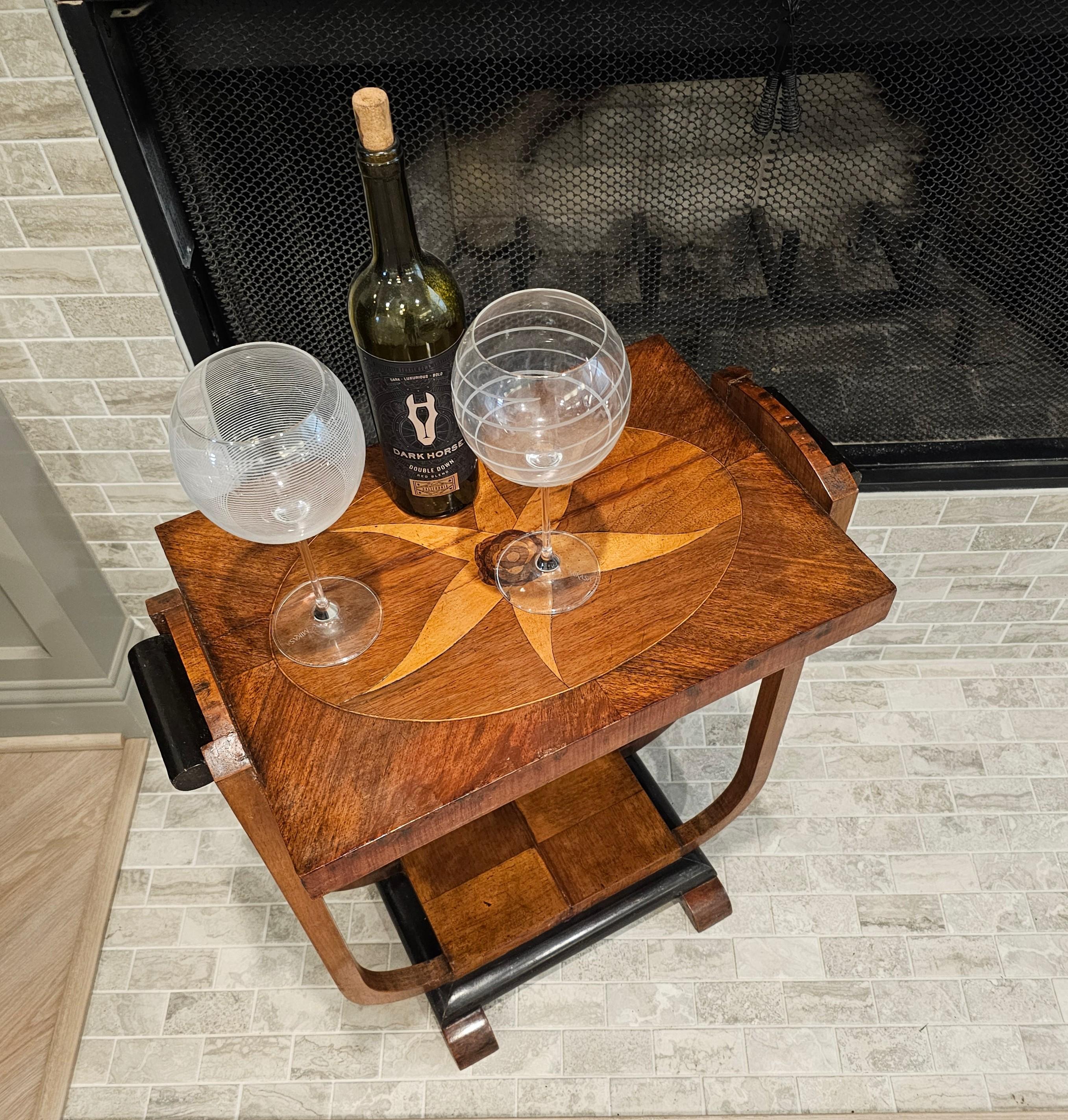 Italian Art Deco Period Mahogany Marquetry Tiered Side Table 13