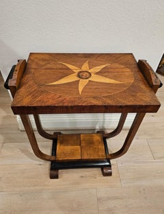 Italian Art Deco Period Mahogany Marquetry Tiered Side Table