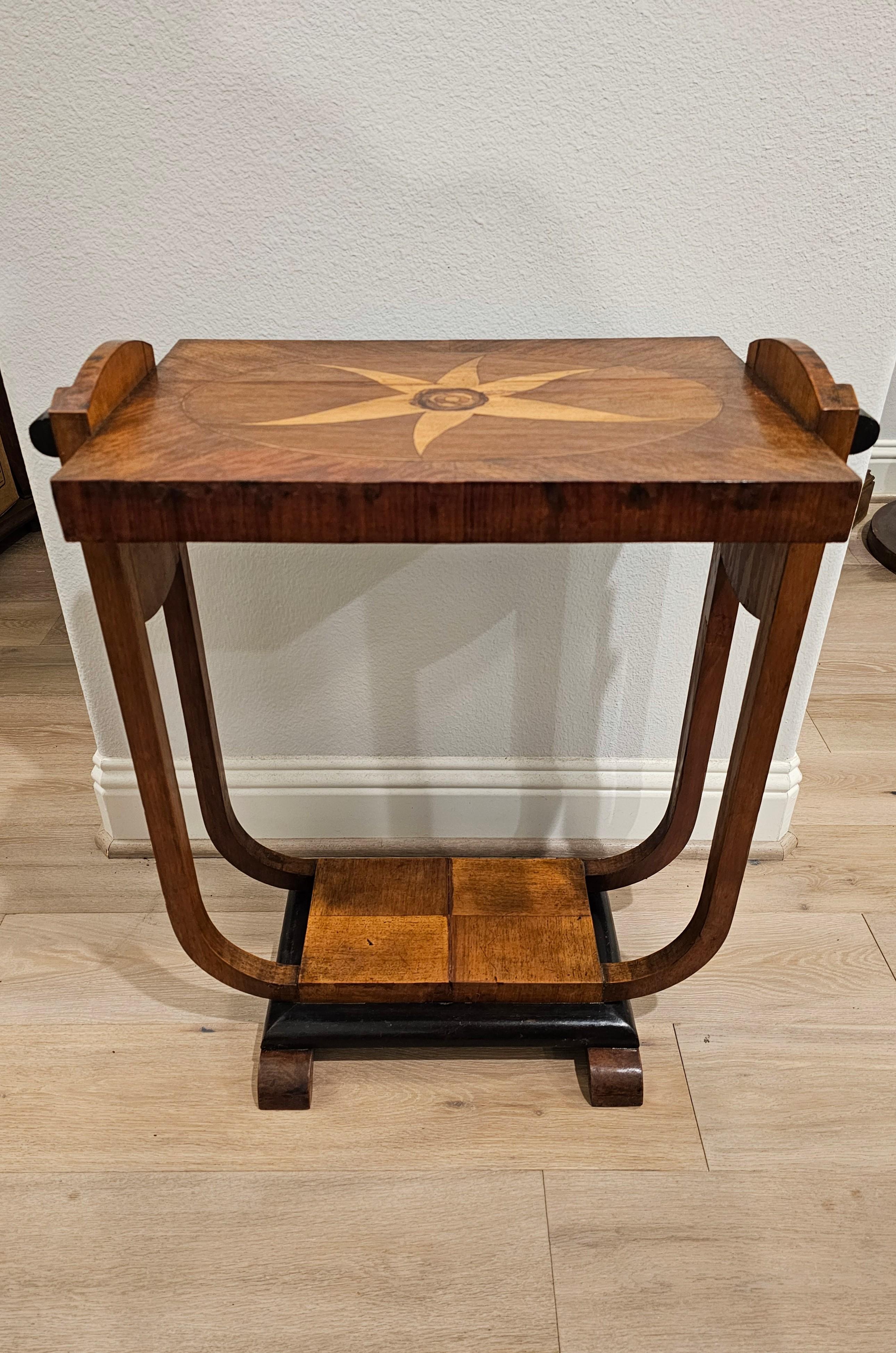 Parquetry Italian Art Deco Period Mahogany Marquetry Tiered Side Table
