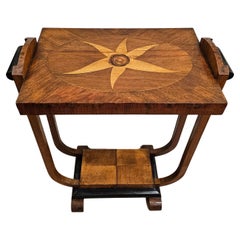 Italian Art Deco Period Mahogany Marquetry Tiered Side Table