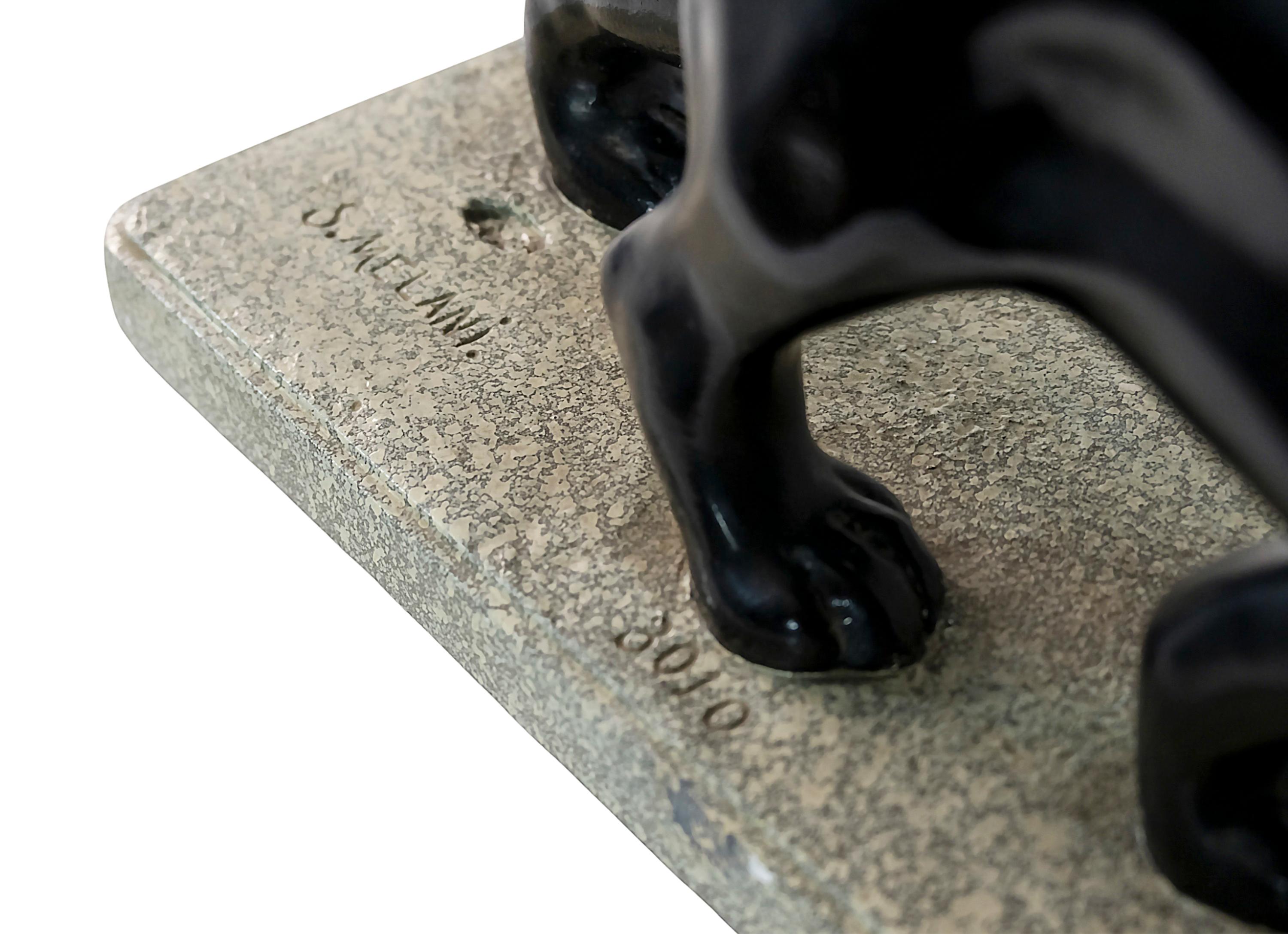 Italienische Panther-Skulptur aus Gips im Art déco-Stil von S. Melani, 1930er Jahre im Zustand „Gut“ im Angebot in Vilnius, LT