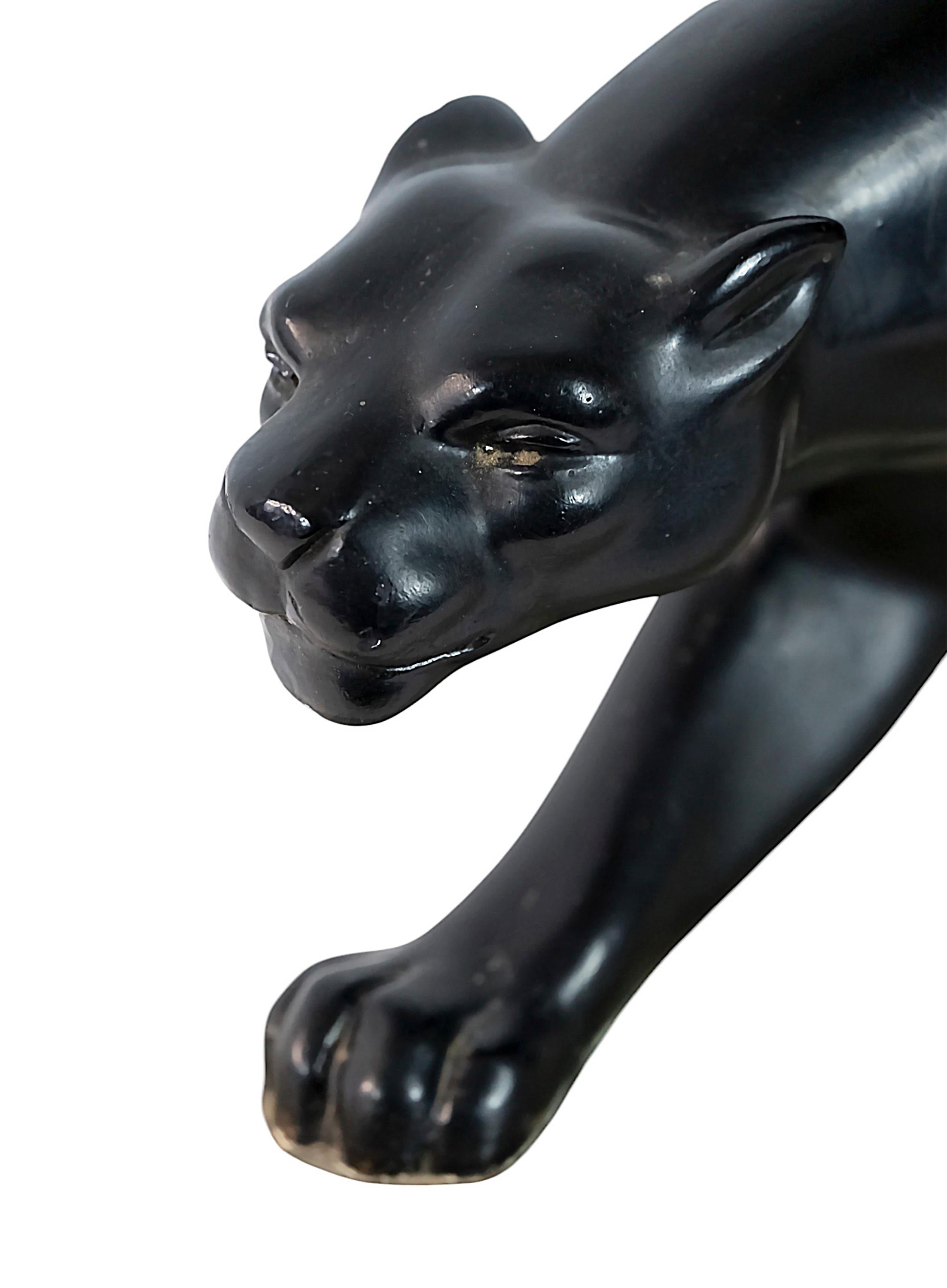 Italienische Panther-Skulptur aus Gips im Art déco-Stil von S. Melani, 1930er Jahre (20. Jahrhundert) im Angebot