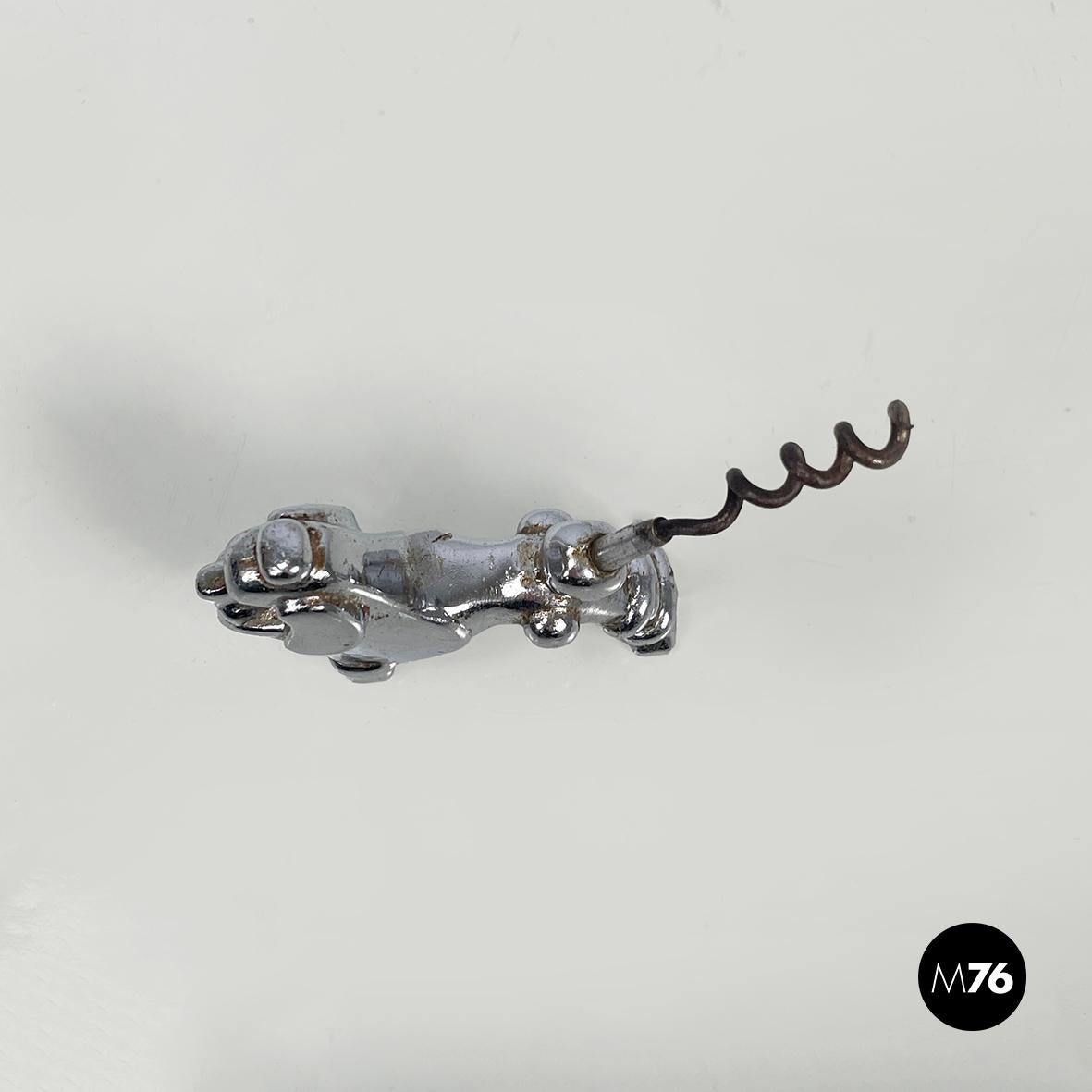 Italian art deco Poodle wine corkscrew in steel, 1920s In Fair Condition In MIlano, IT