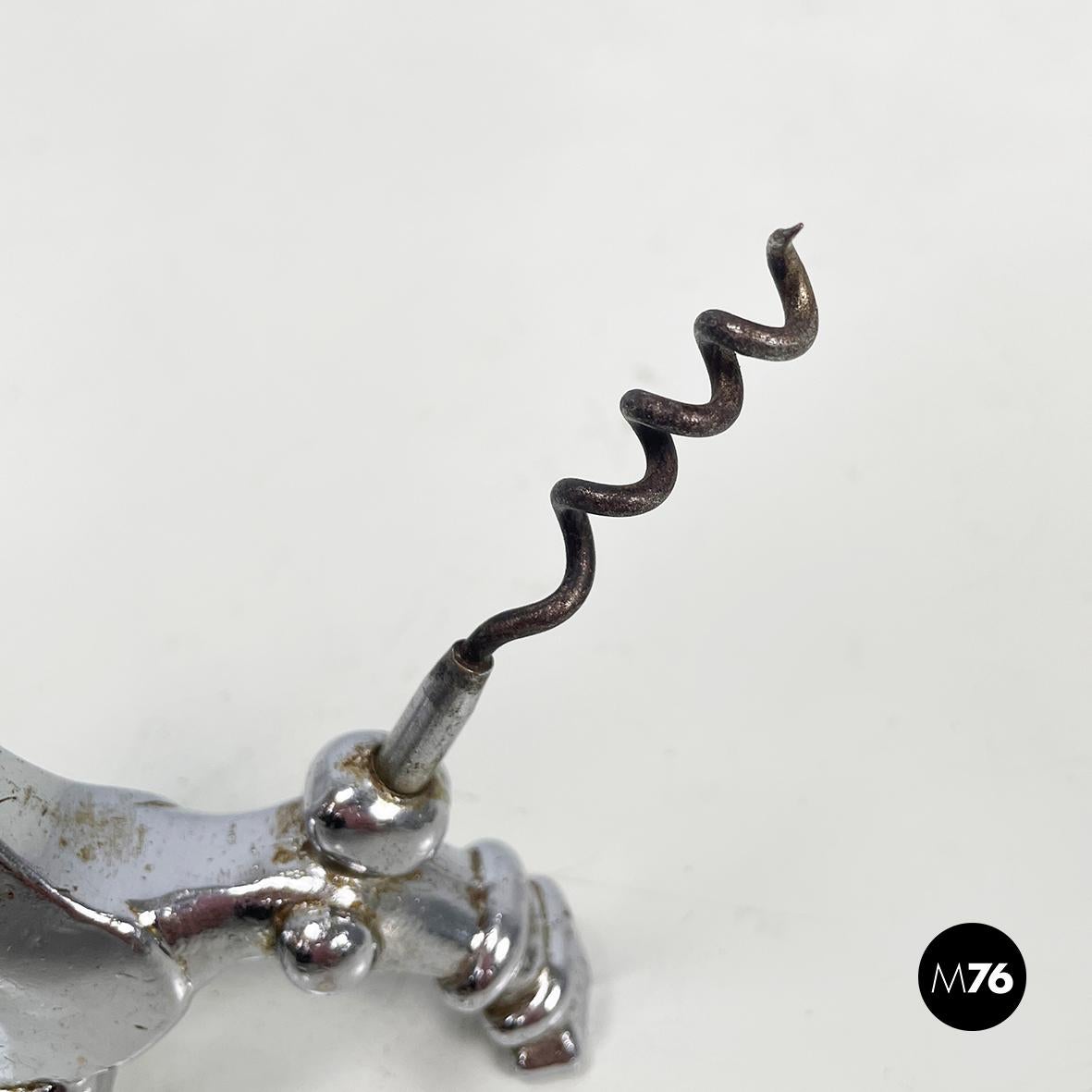 Steel Italian art deco Poodle wine corkscrew in steel, 1920s
