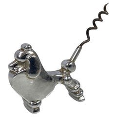 Italian art deco Poodle wine corkscrew in steel, 1920s