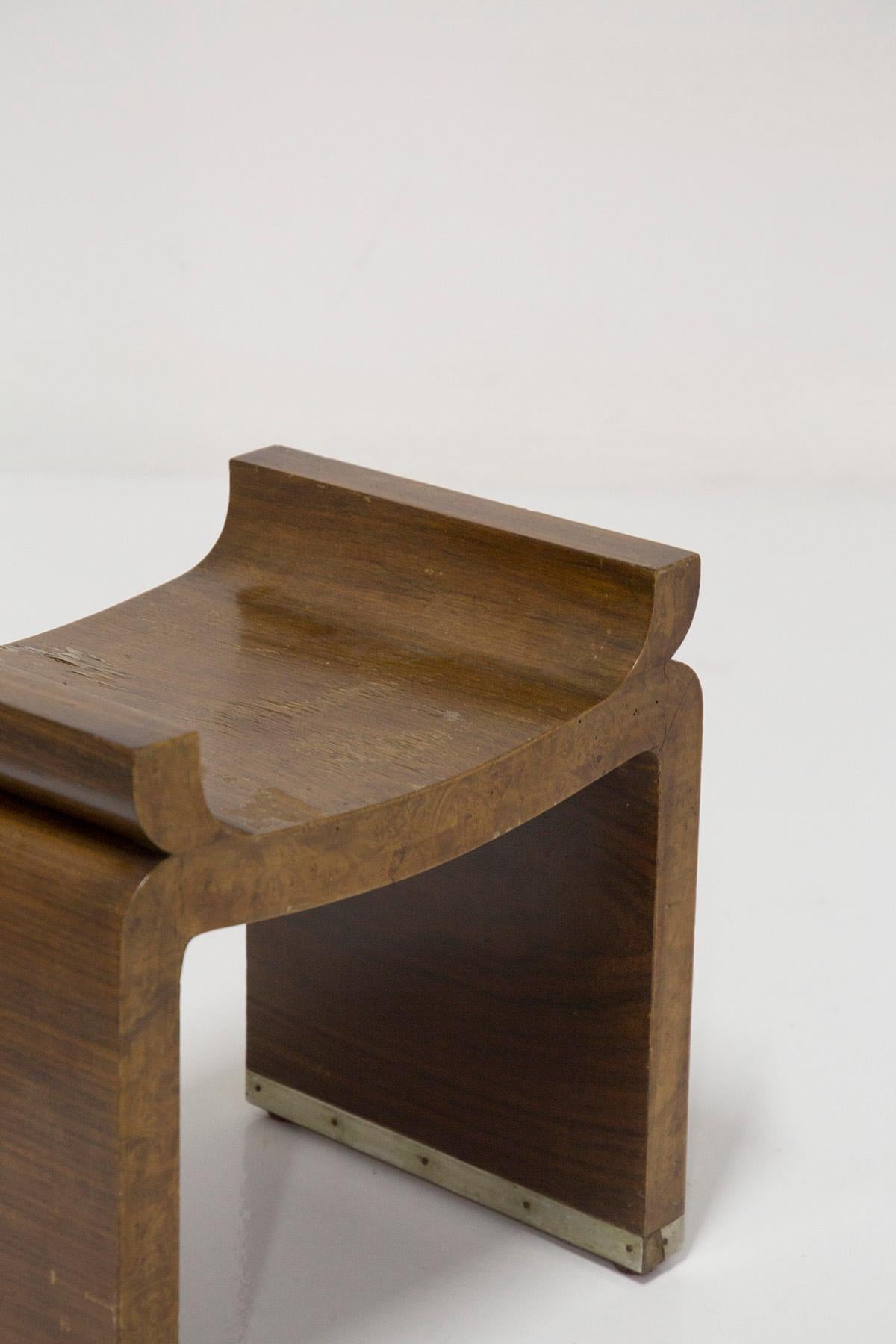 Italian Art Deco pouf Attr. Gio Ponti in wood and metal 2