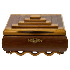 Italian Art Deco Pyramidal Shaped Trinket Box w Mirrored Interior, Circa 1920s