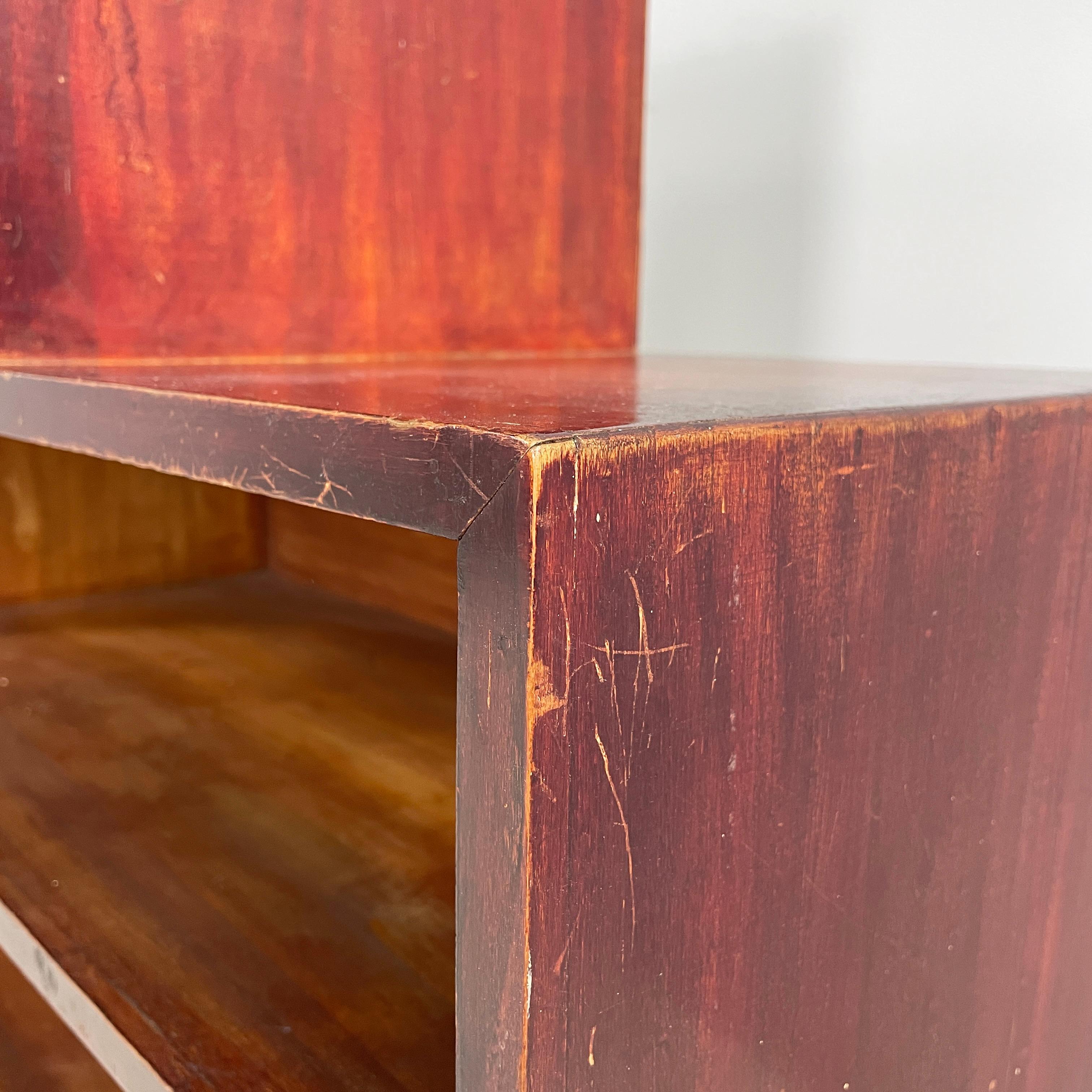 Italian Art Deco rectangular bookcase in red wood, 1940s For Sale 5