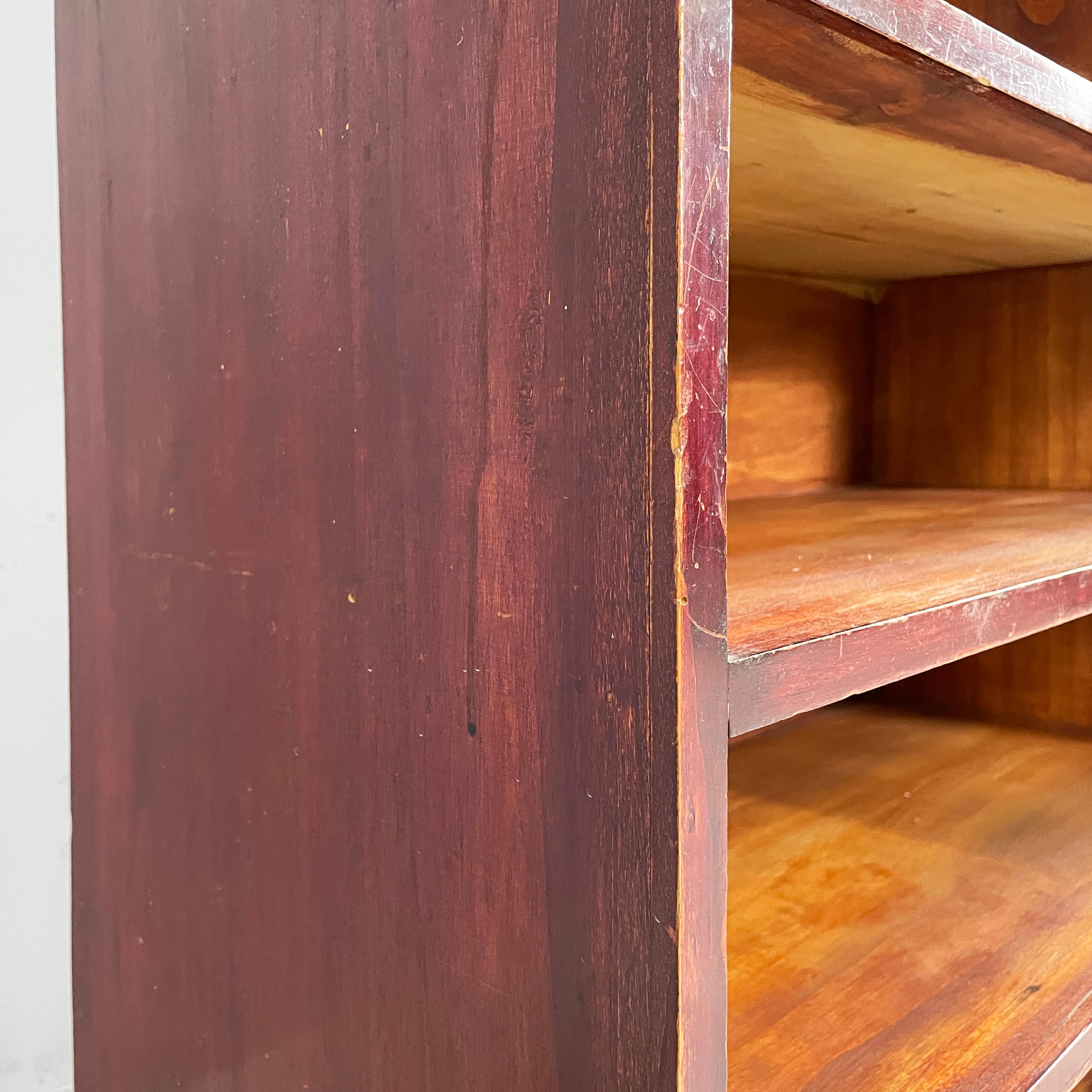 Italian Art Deco rectangular bookcase in red wood, 1940s For Sale 11