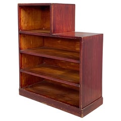 Italienisches rechteckiges Art Deco Bücherregal aus rotem Holz, 1940er Jahre