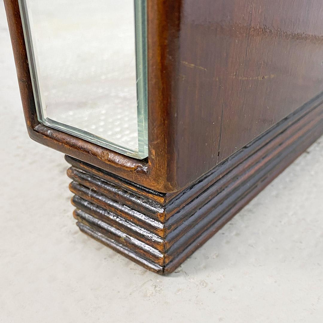 Italian Art Deco Rectangular Briar, Glass and Mirrored Side Sofa Table, 1930s For Sale 7