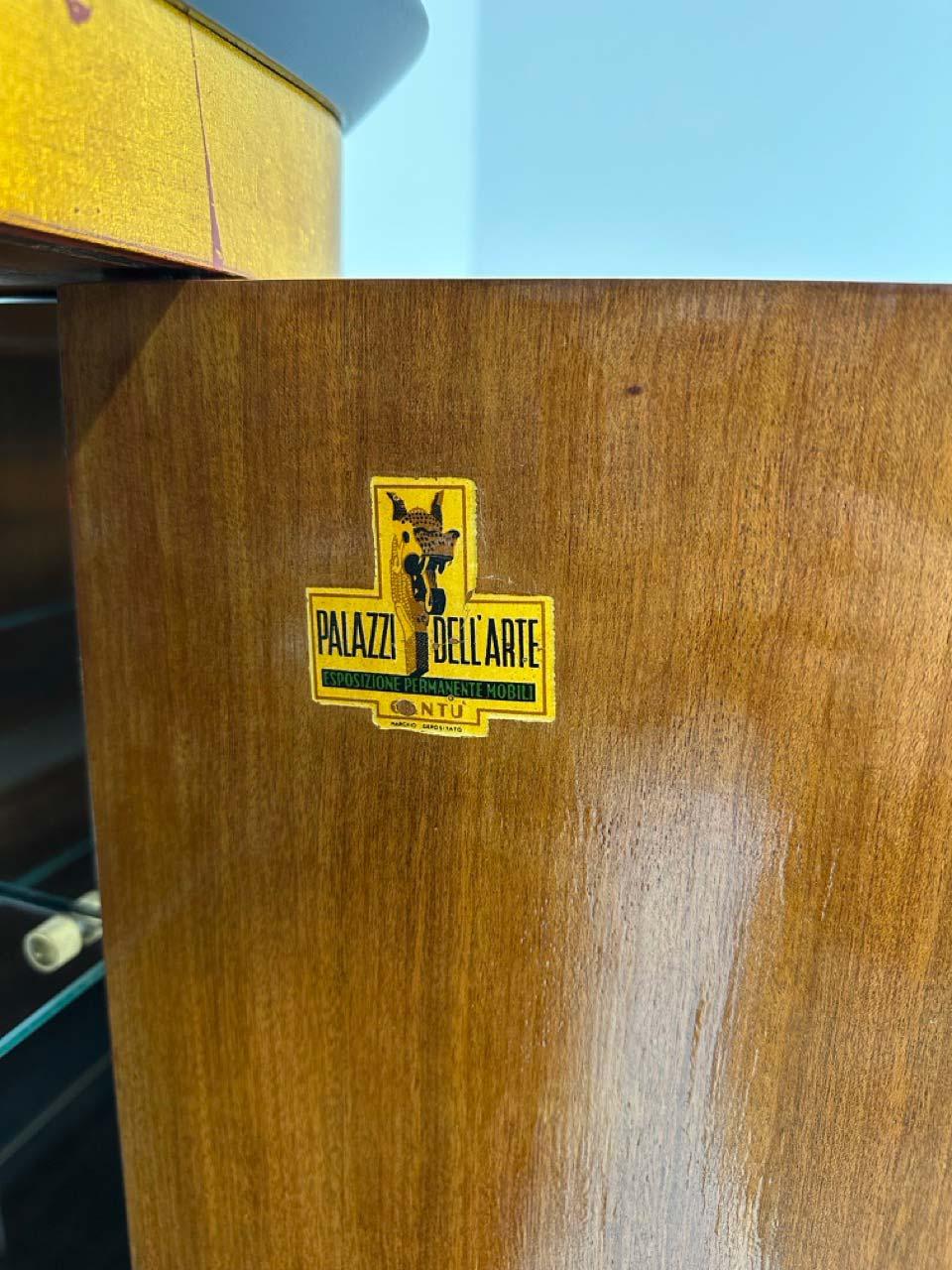 Meuble bar Art déco italien à feuilles d'or par 'Permanente Mobili Cantù', années 1950 en vente 3