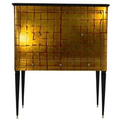 Mobile bar in foglia d'oro Art Deco italiano di 'Permanente Mobili Cantù', anni '50