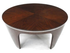 Italian Art Deco Revival Round Mahogany Coffee Table with Parquetry Top