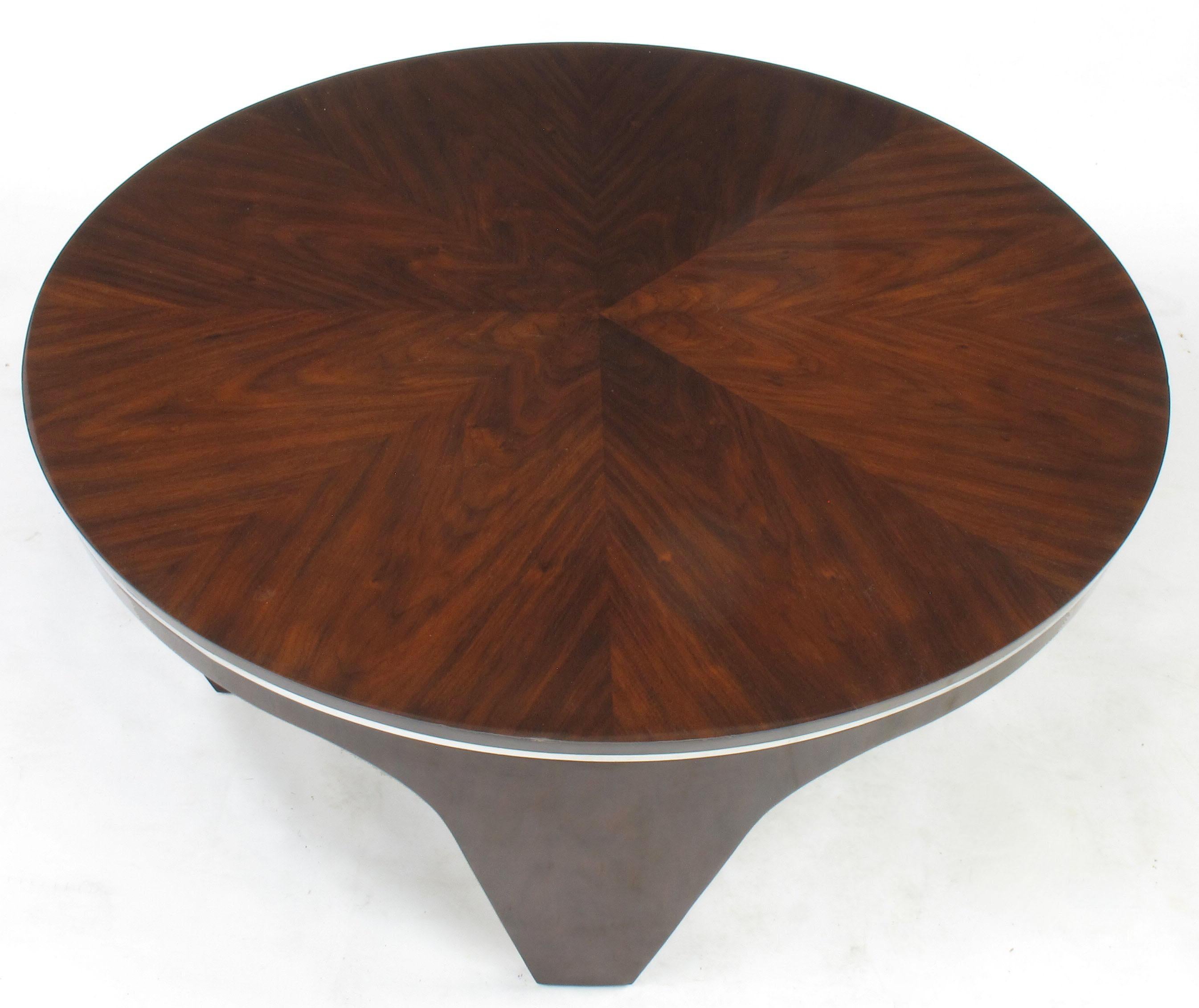 Italian Art Deco Revival Round Mahogany Coffee Table with Parquetry Top 1