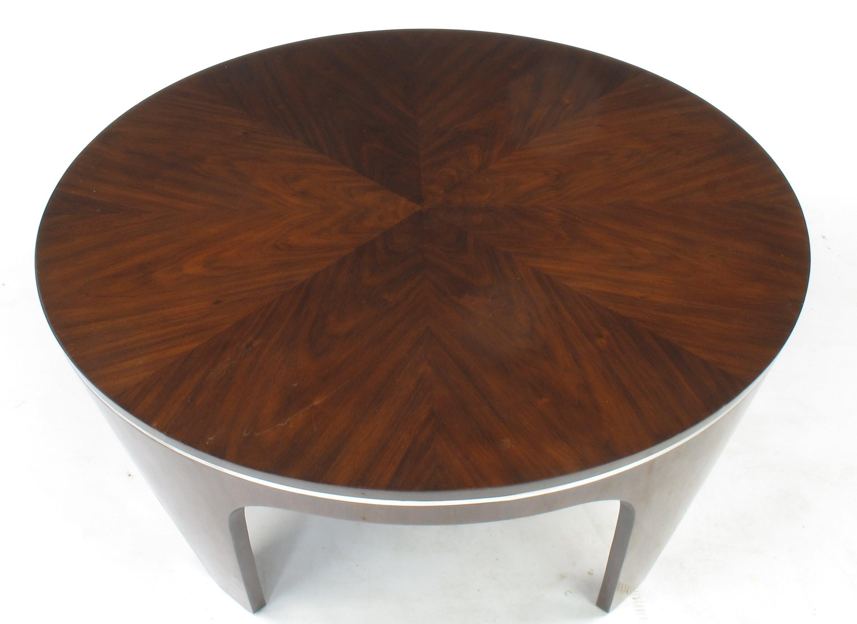 Italian Art Deco Revival Round Mahogany Coffee Table with Parquetry Top 3