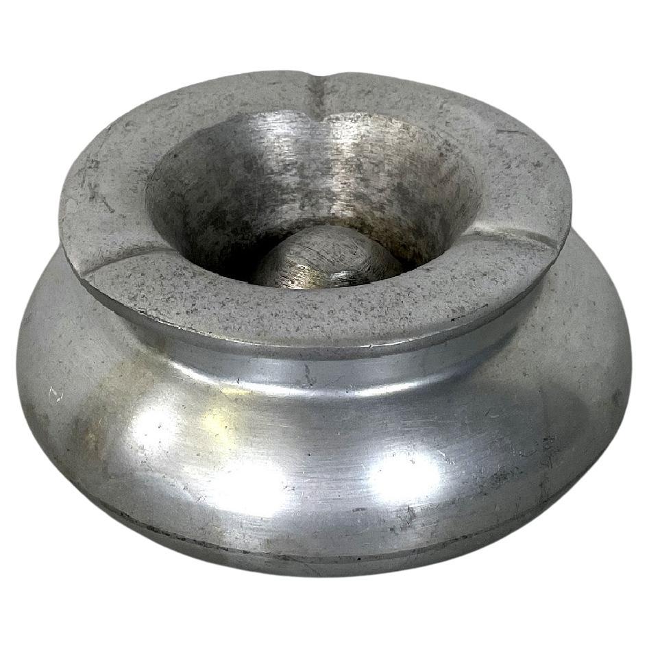 Italian Art Deco round aluminum ashtray with removable top, 1930s For Sale